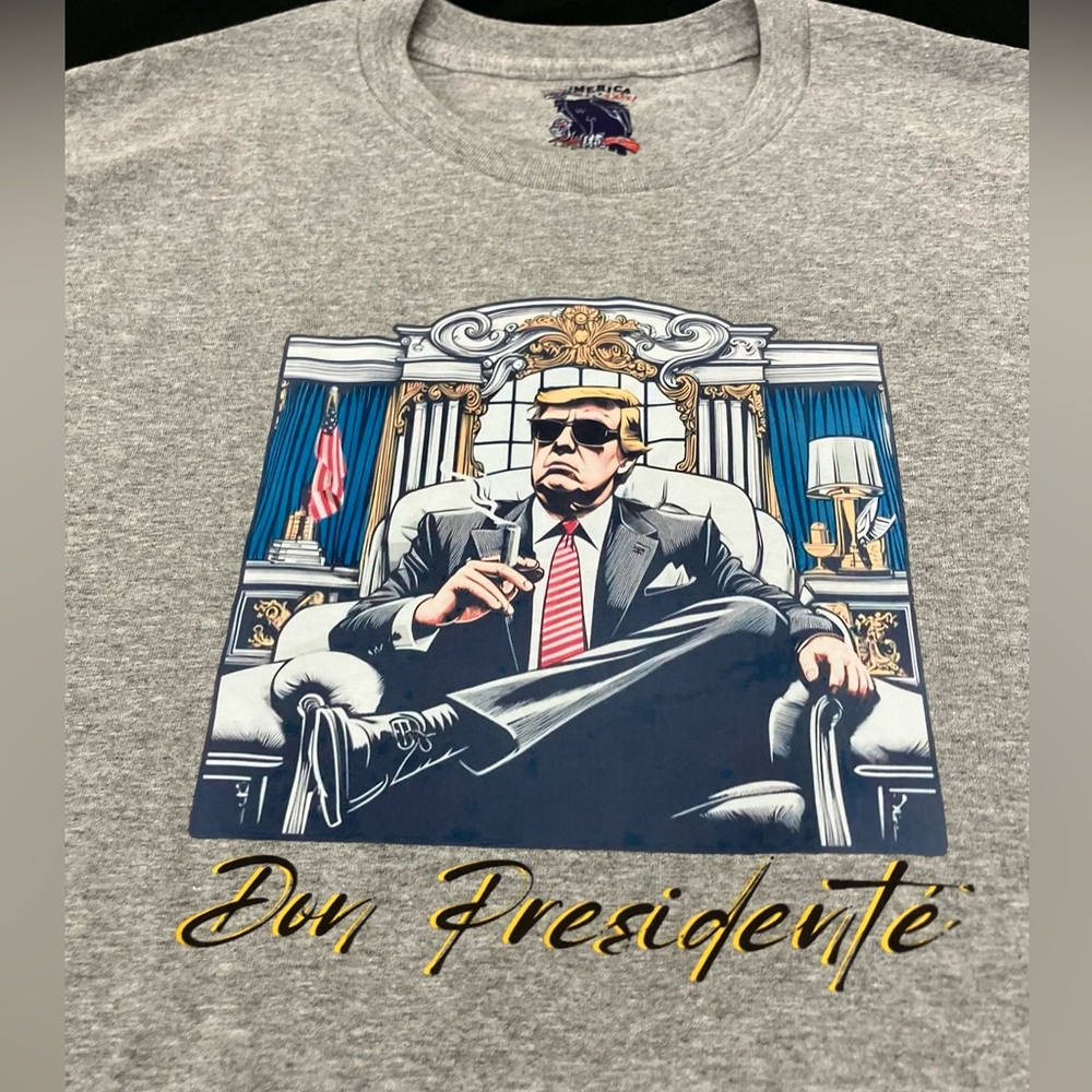 Don Presidenté Trump Cigar Powerful Oval Office Men’s Gray Tee